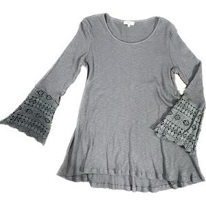 NWOT 100%Cotton Ribbed Tunic/Dress w/Lace Trumpet Sleeves Size Small